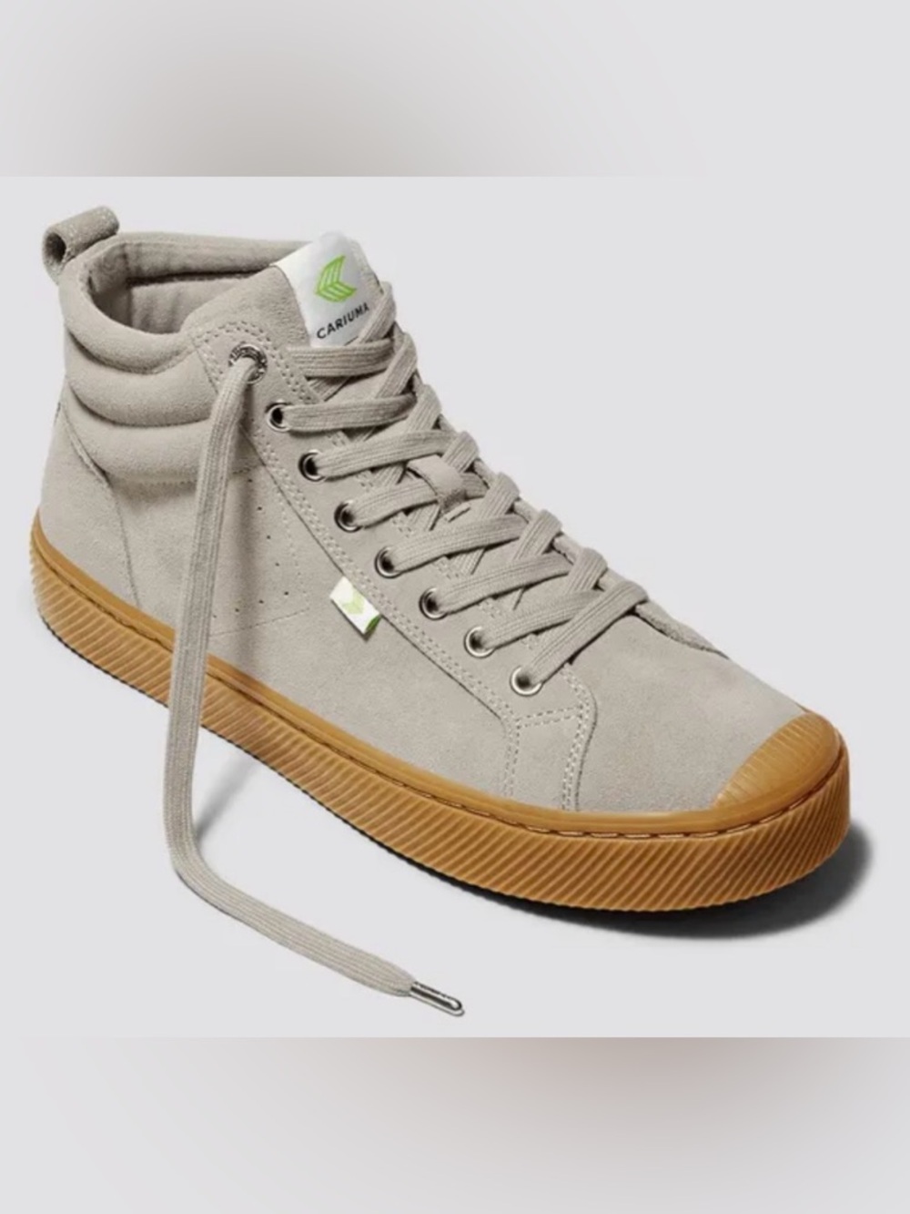 Cariuma OCA High Top Suede Sneakers in Cloud Grey w/ gum sole M 8 W 9.5